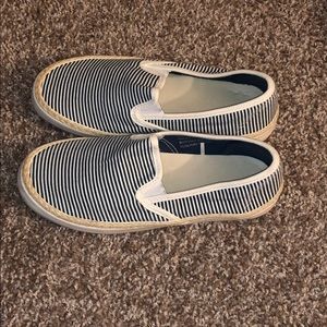 Striped slip on shoes